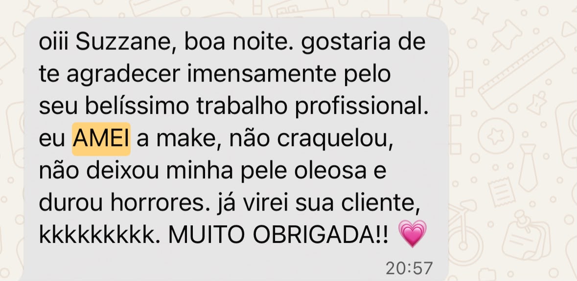 Print de depoimento real recebido no WhatsApp