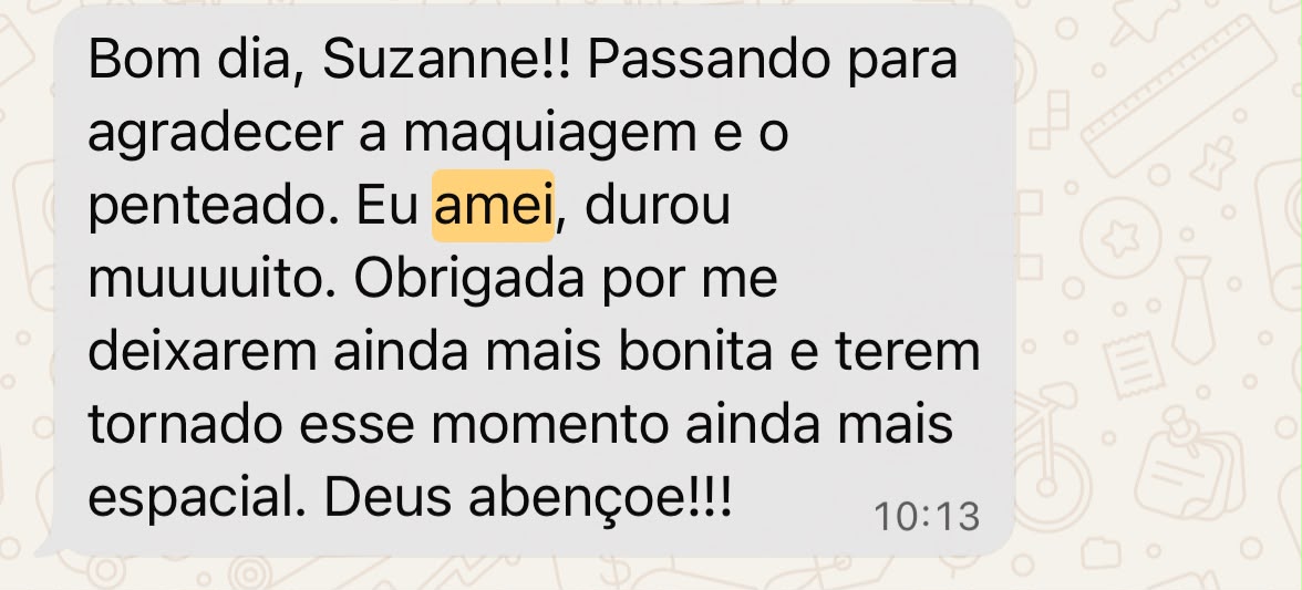 Print de depoimento real recebido no WhatsApp