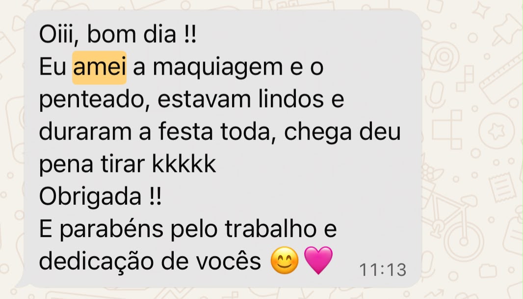 Print de depoimento real recebido no WhatsApp